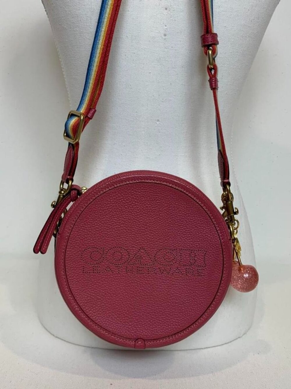 Pink leather Coach Kia circle bag